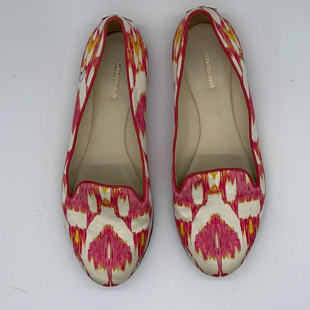 Roberto Cavalli Ballet Flats Pink Yellow signed name on side Size 36 - Picture 11 of 11